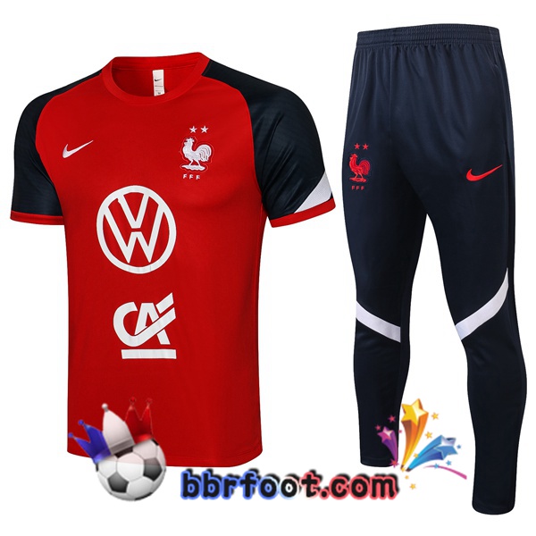 Training T-Shirts France + Pantalon Rouge 21/22