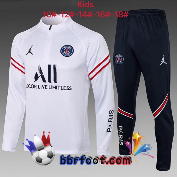 Survetement Foot JORDAN Paris PSG Enfant Blanc 21/22