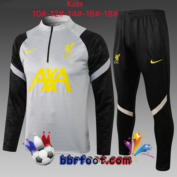 Survetement Foot FC Liverpool Enfant Gris Noir 21/22
