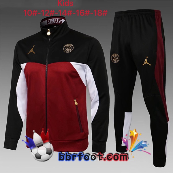 Veste Survetement Foot JORDAN Paris PSG Enfant Noir Rouge 21/22