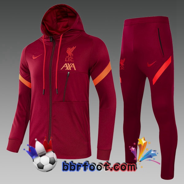 Veste A Capuche Survetement Foot FC Liverpool Enfant Rouge 21/22
