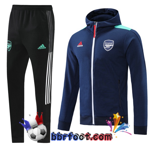 Veste A Capuche Survetement Foot Arsenal Bleu Royal 21/22