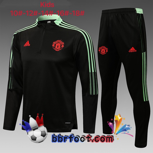 Survetement Foot Manchester United Enfant Noir Vert 21/22