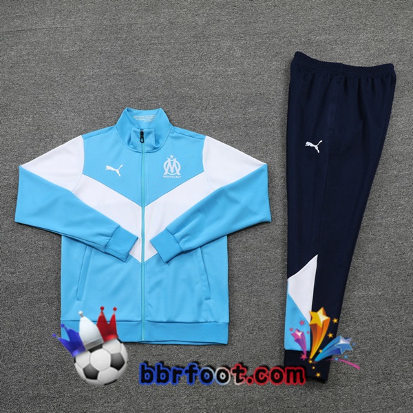Veste Survetement Foot Marseille OM Bleu Blanc 21/22