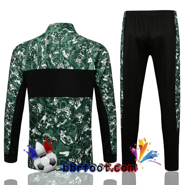 Veste Survetement Foot Manchester City Vert Noir 21/22