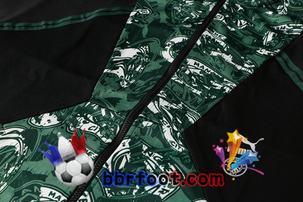 Veste Survetement Foot Manchester City Vert Noir 21/22
