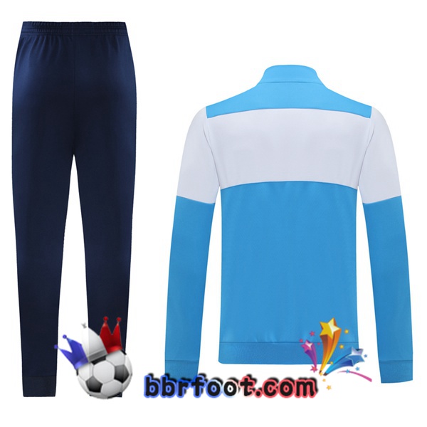 Veste Survetement Foot Manchester City Bleu Blanc 21/22