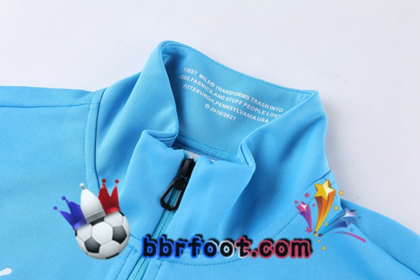 Veste Survetement Foot Manchester City Bleu Blanc 21/22