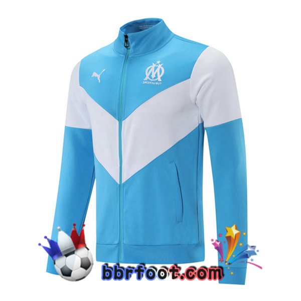 Veste Foot Marseille OM Bleu Blanc 21/22 Veste Foot Marseille OM Bleu Blanc 21/22