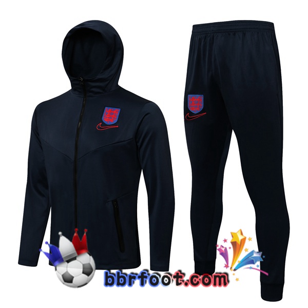 Veste A Capuche Survetement Foot Angleterre Bleu Royal 21/22