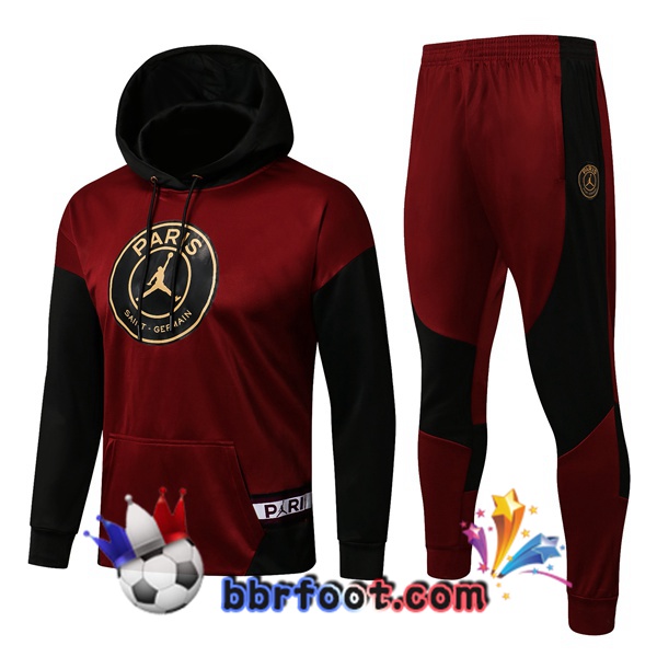 Veste A Capuche Survetement Foot JORDAN Paris PSG Rouge Noir 21/22