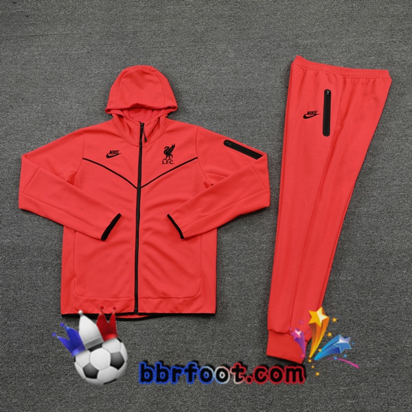 Veste A Capuche Survetement Foot FC Liverpool Orange 21/22