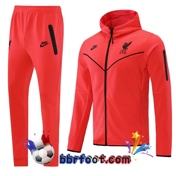 Veste A Capuche Survetement Foot FC Liverpool Orange 21/22