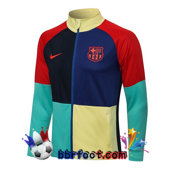 Veste Foot FC Barcelone Bleu Vert Noir 21/22 Veste Foot FC Barcelone Bleu Vert Noir 21/22
