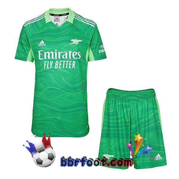 Maillot Foot Arsenal Enfant Gardien de but Vert 21/22 Maillot Foot Arsenal Enfant Gardien de but Vert 21/22