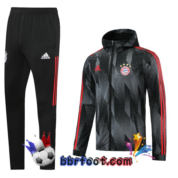 Coupe Vent Survetement Foot Bayern Munich Noir Gris 21/22