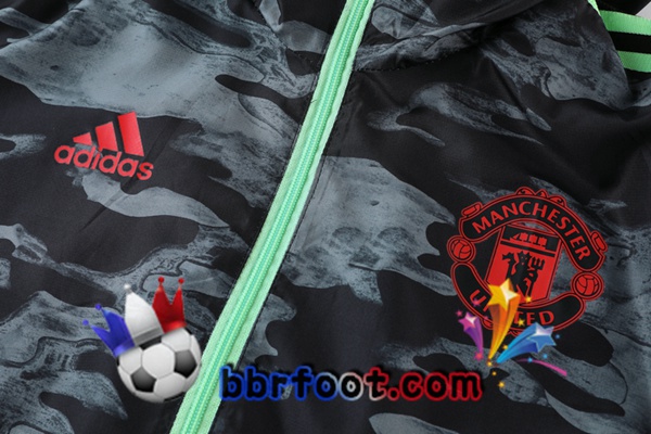 Coupe Vent Survetement Foot Manchester United Noir Vert 21/22
