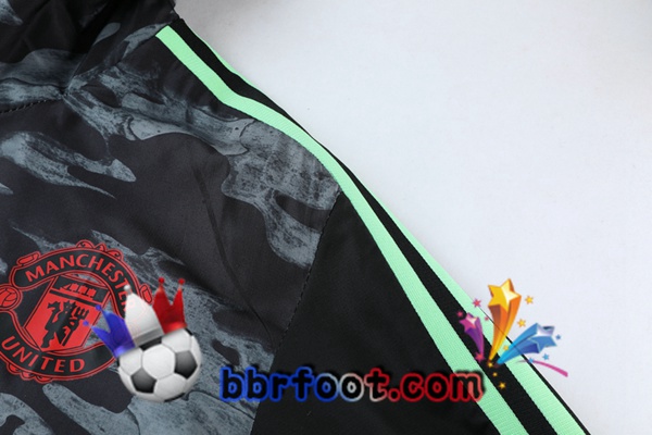 Coupe Vent Survetement Foot Manchester United Noir Vert 21/22