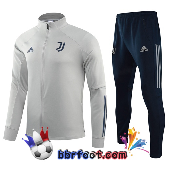 Veste Survetement Foot Juventus Gris Clair 21/22 Veste Survetement Foot Juventus Gris Clair 21/22