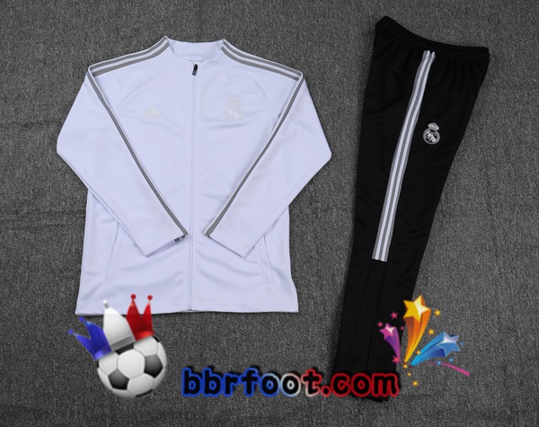 Veste Survetement Foot Real Madrid Blanc 21/22