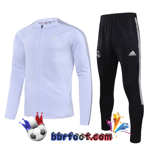 Veste Survetement Foot Real Madrid Blanc 21/22