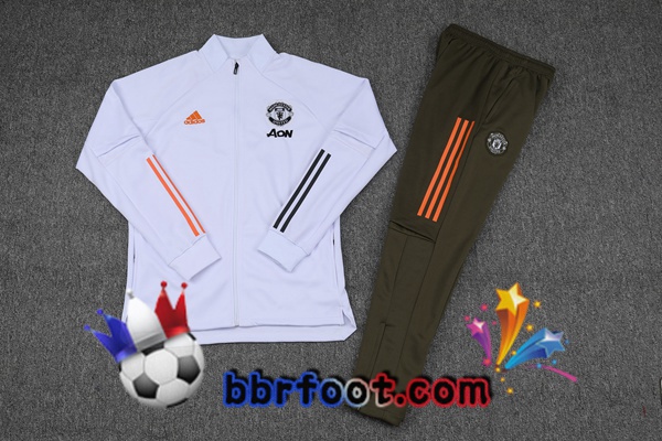 Veste Survetement Foot Manchester United Blanc 21/22