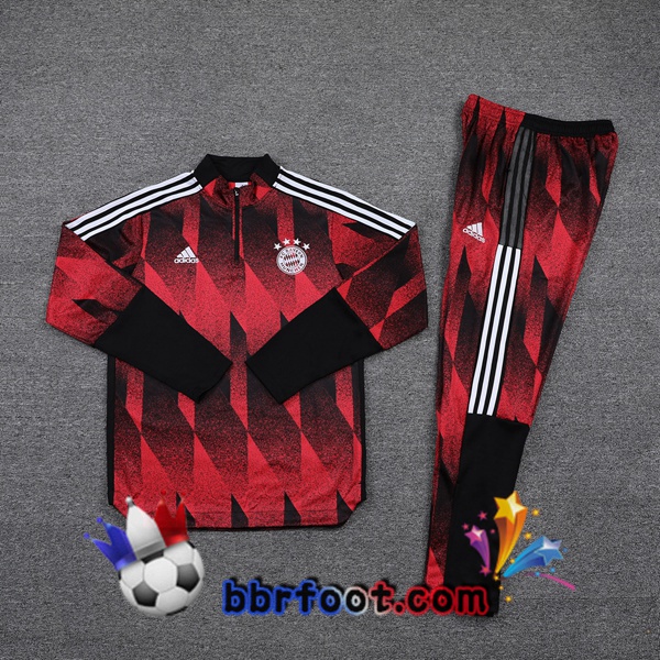 Survetement Foot Bayern Munich Rouge Noir 21/22