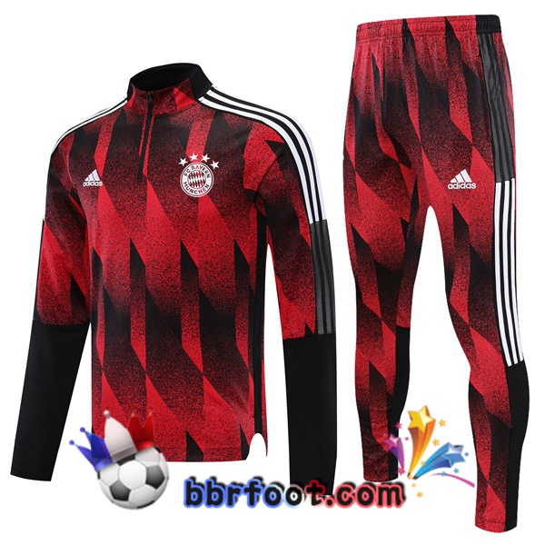 Survetement Foot Bayern Munich Rouge Noir 21/22