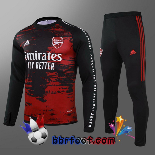 Survetement Foot Arsenal Enfant Noir Rouge 20/21