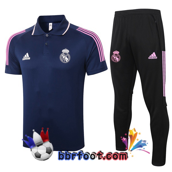 Polo Foot Real Madrid + Pantalon Bleu Royal 20/21