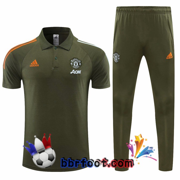 Polo Foot Manchester United + Pantalon Vert 20/21