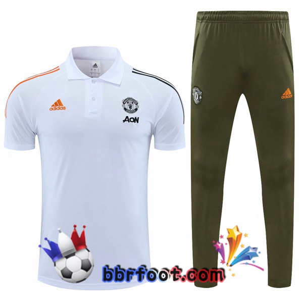Polo Foot Manchester United + Pantalon Blanc 20/21