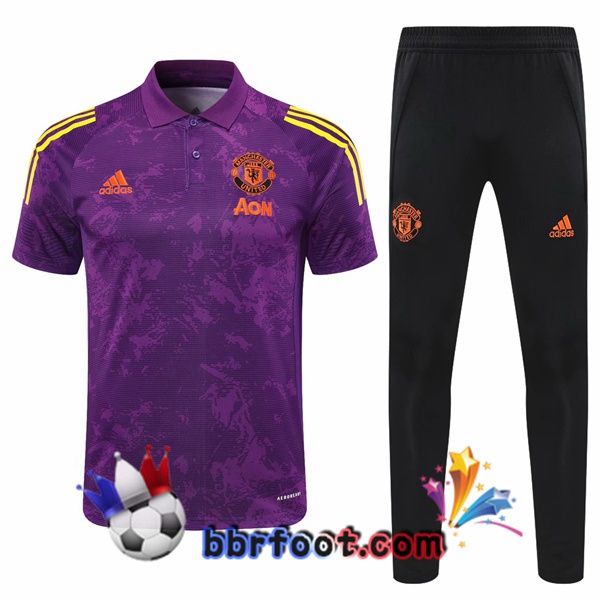Polo Foot Manchester United + Pantalon Pourpre 20/21