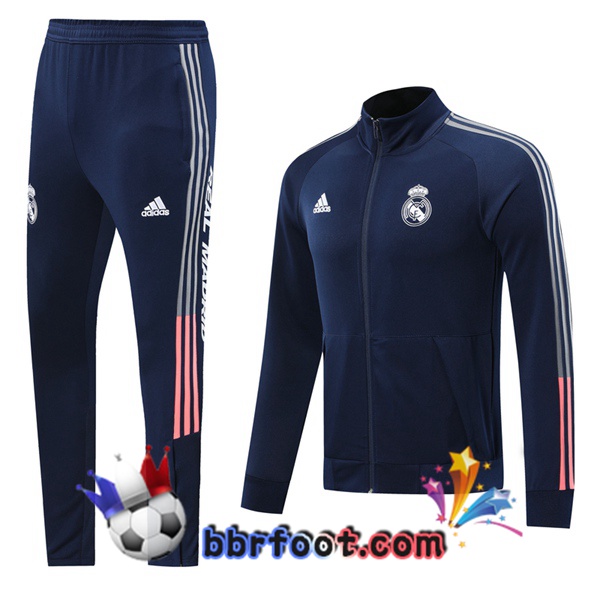 Veste Survetement Foot Real Madrid Bleu Royal 20/21