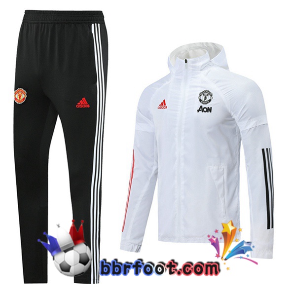 Coupe Vent Survetement Foot Manchester United Blanc 20/21