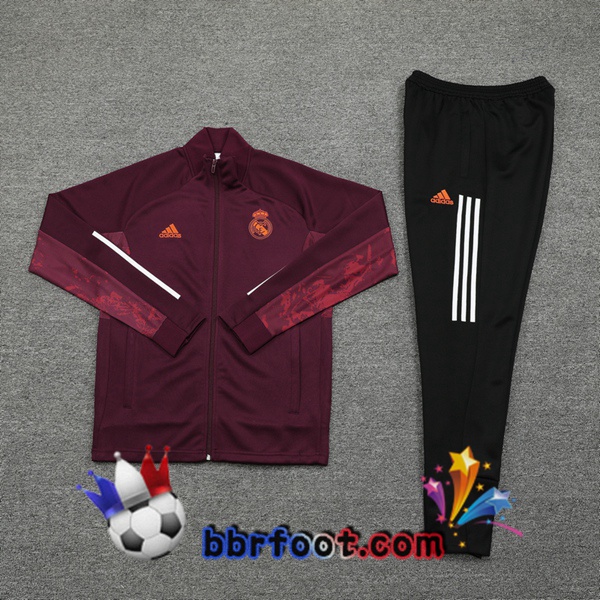 Veste Survetement Foot Real Madrid Rouge 20/21