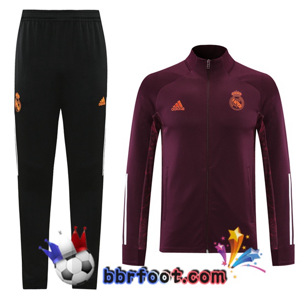 Veste Survetement Foot Real Madrid Rouge 20/21