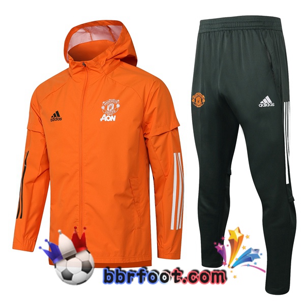 Coupe Vent Survetement Foot Manchester United Orange 20/21