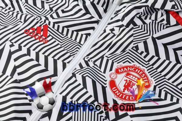 Coupe Vent Survetement Foot Manchester United Noir Blanc 20/21