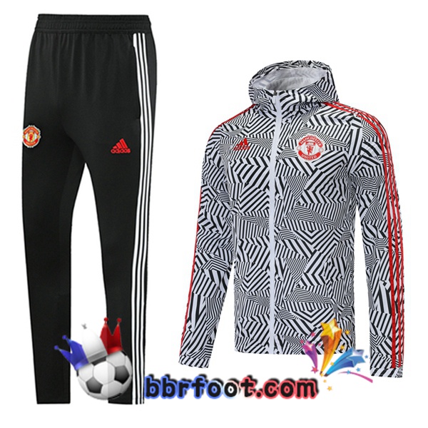 Coupe Vent Survetement Foot Manchester United Noir Blanc 20/21