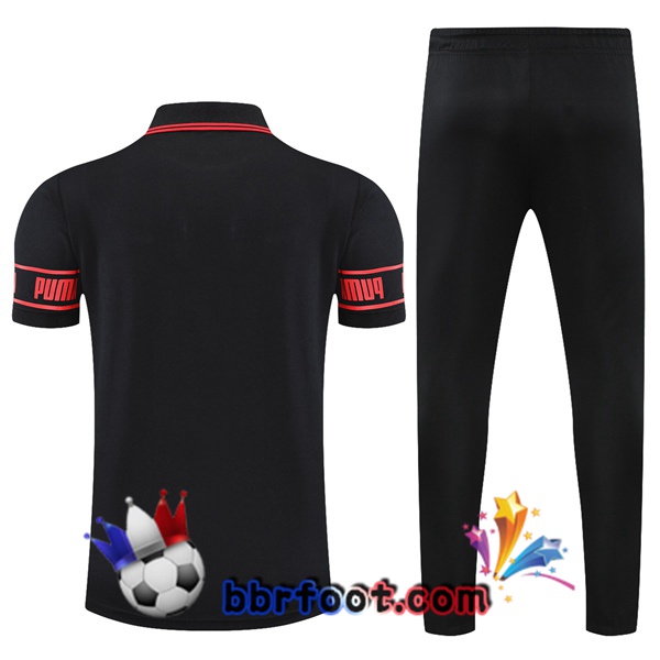 Polo Foot AC Milan + Pantalon Noir Rouge 21/22