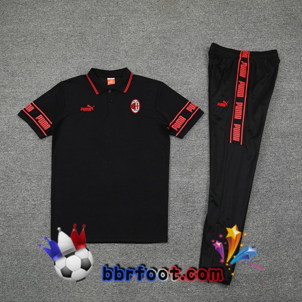 Polo Foot AC Milan + Pantalon Noir Rouge 21/22