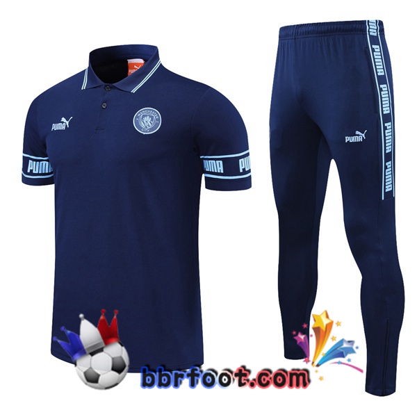 Polo Foot Manchester City + Pantalon Bleu Royal 21/22
