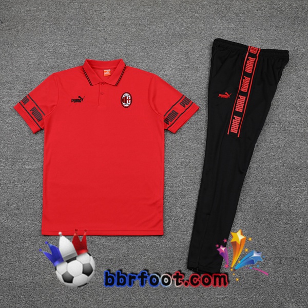 Polo Foot AC Milan + Pantalon Rouge 21/22