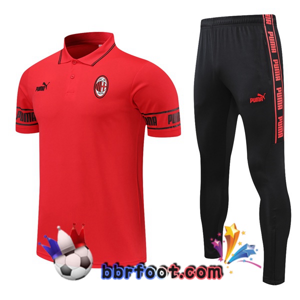 Polo Foot AC Milan + Pantalon Rouge 21/22
