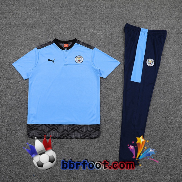 Polo Foot Manchester City + Pantalon Bleu 21/22