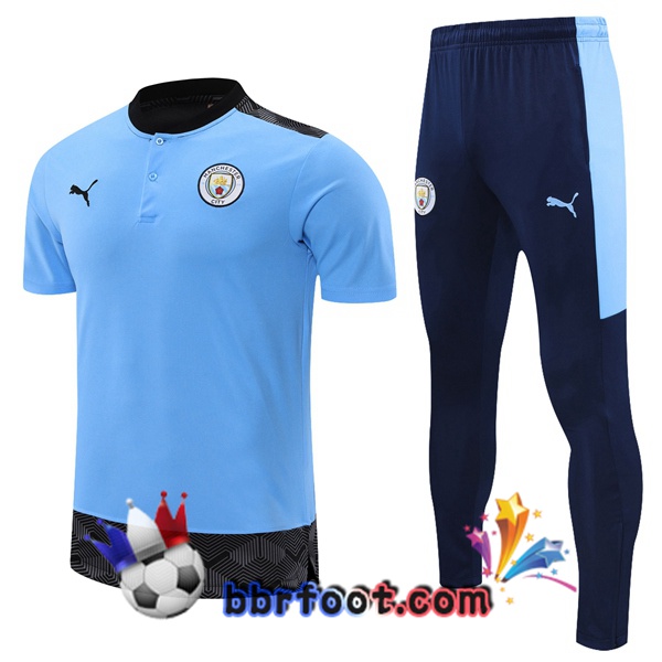 Polo Foot Manchester City + Pantalon Bleu 21/22