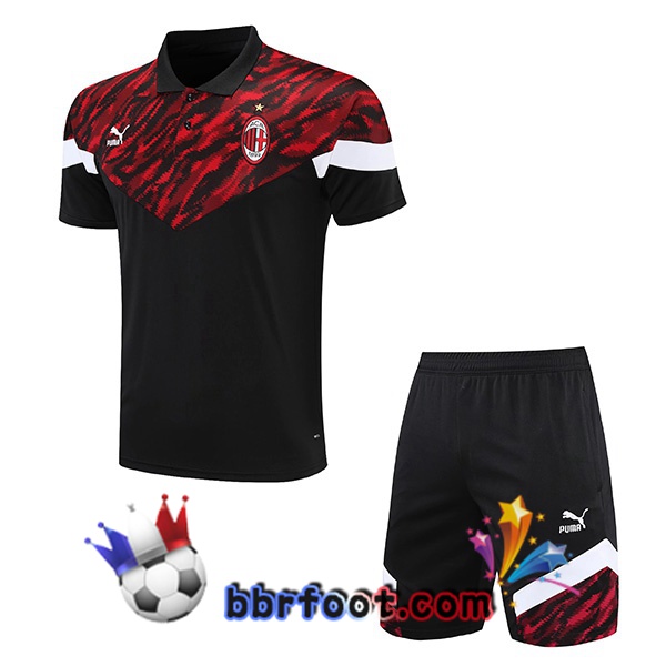 Polo Foot AC Milan + Shorts Noir Rouge 21/22