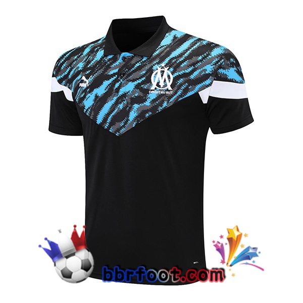Polo Foot Marseille OM Noir Bleu 21/22