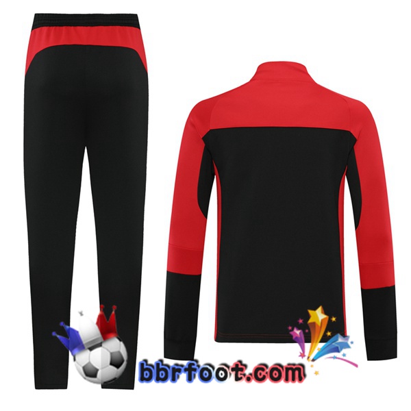 Veste Survetement Foot AC Milan Rouge Noir 21/22